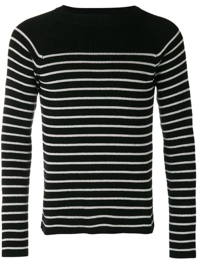 Saint Laurent Striped Fitted Sweater In Black