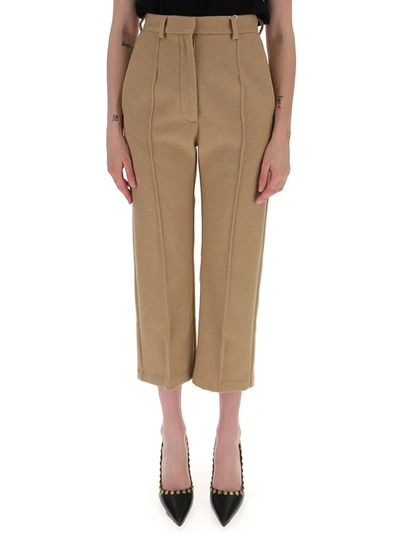 Mm6 Maison Margiela Tapered Cropped Trpusers In Beige