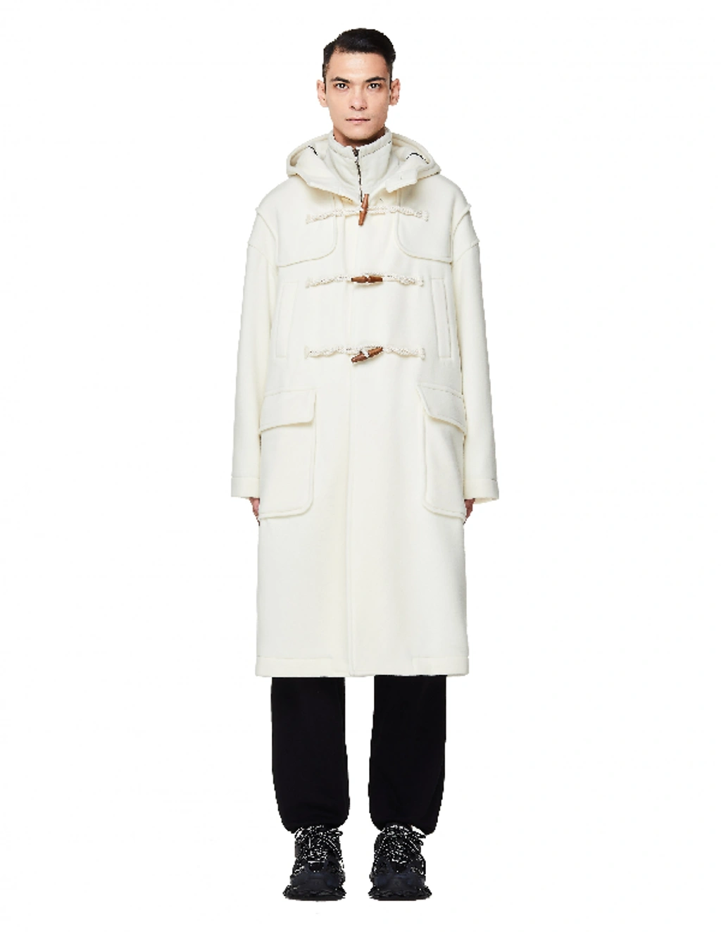 ジャケット・アウター UNDERCOVERISM FULLED CARPET DUFFLE COAT Undercover Disorder Embroidered Hood Duffle Coat In White | ModeSens