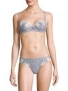 Simone Perele Wish Embroidered Demi Bra In Silver