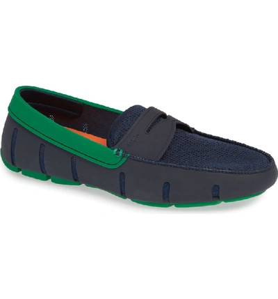 Swims Men's Rubber Penny Loafer Water Shoes, Navy/jolly Green In Navy/ Jolly Green