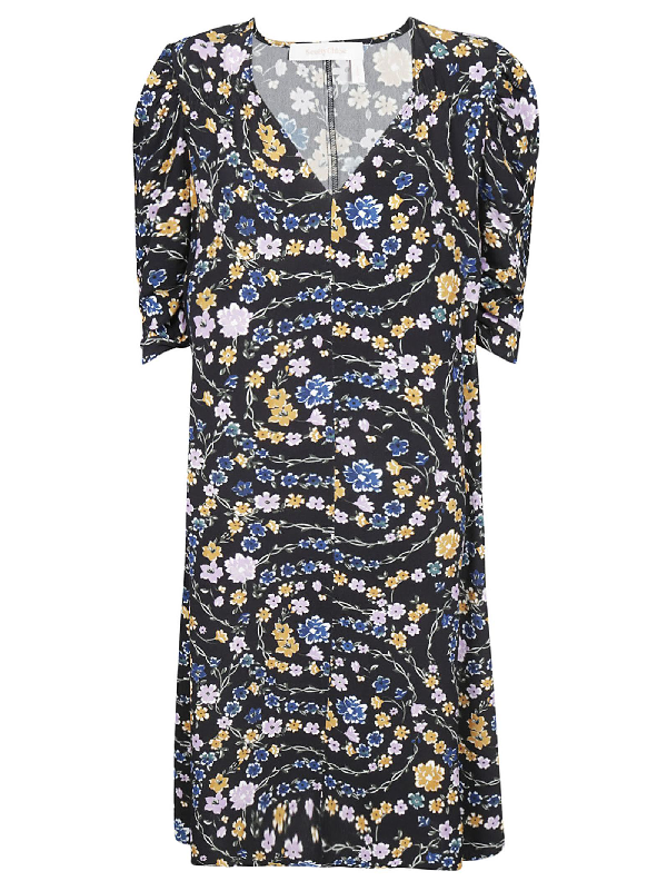 See By Chloe Floral Print Midi Dress In Ya Multicolor Black Modesens