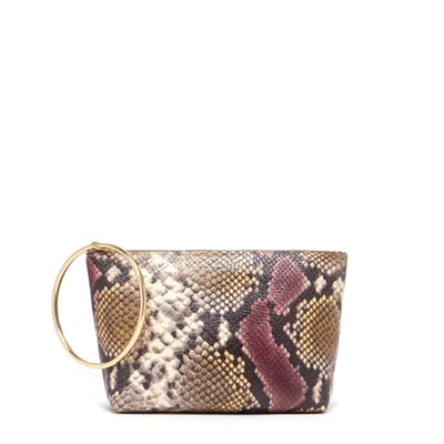Thacker New York Large Ring Pouch In Merlot Python & Gold In Multicolour