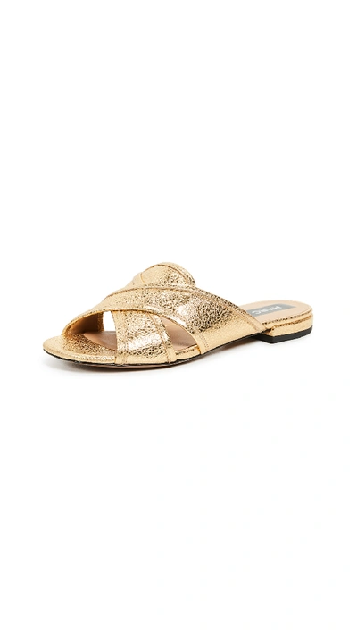 Marc Jacobs Women's Aurora Leather Crisscross Slide Sandals In Gold