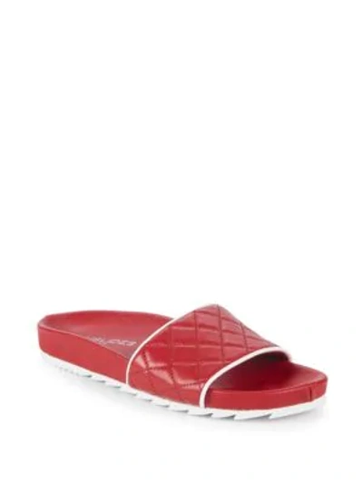 J/slides Quilted Leather Slides In Red Leather