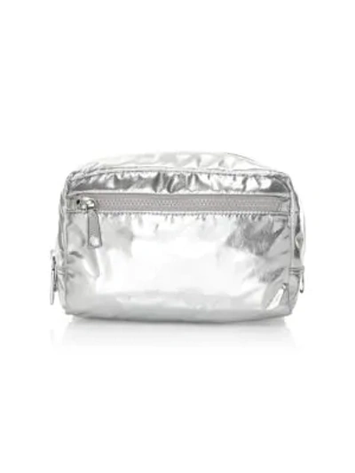 Rebecca Minkoff Metallic Nylon Cosmetic Pouch In Silver