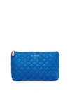 Mz Wallace Zoey Nylon Cosmetic Case In Bright Blue/gold