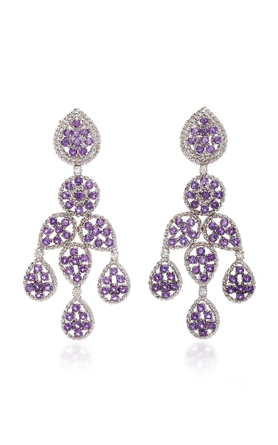 Sabbadini White Gold Amethyst And Diamond Earrings In Purple