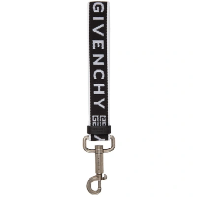 Givenchy Black And White Short 4g Logo Keychain In 004 Black/w