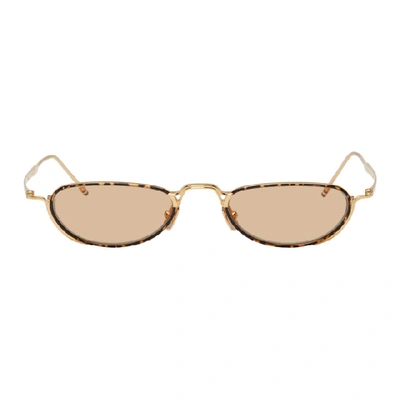 Thom Browne Gold Tb-913 Sunglasses In Whtgldbrown