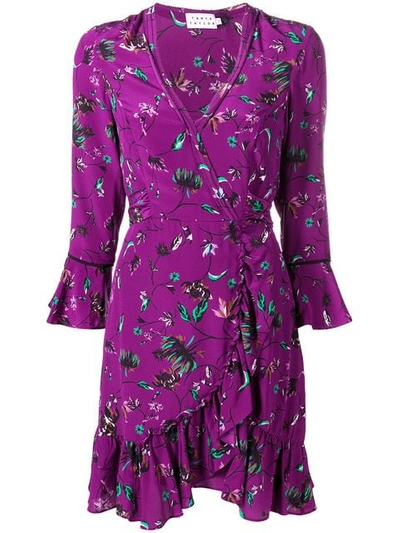 Tanya Taylor Nomi Vines Print Faux Wrap Silk Dress In Purple