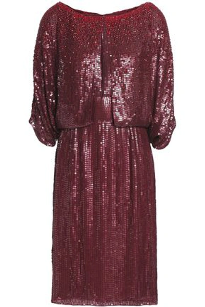 Jenny Packham Woman Embellished Silk-georgette Gown Plum