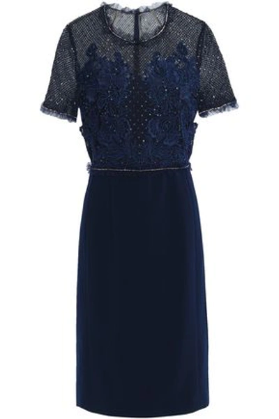 Jenny Packham Woman Embellished Tulle Gown Midnight Blue
