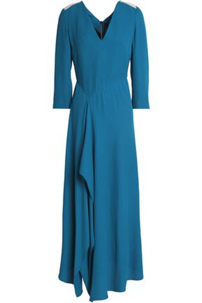Roland Mouret Cutout Draped Crepe-cloqué Maxi Dress In Cobalt Blue