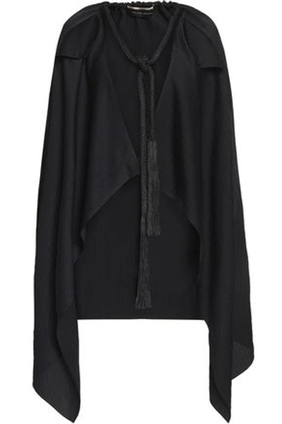 Roland Mouret Woman Draped Hammered Silk-satin Cape Black