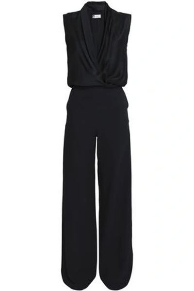 Lanvin Crepe-satin And Crepe-paneled Jumpsuit In Black