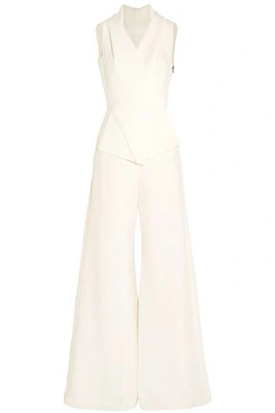 Roland Mouret Wool-crepe Jumpsuit In Ivory