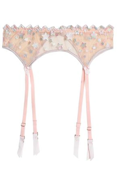 Mimi Holliday By Damaris Woman Embroidered Tulle Suspender Belt Peach