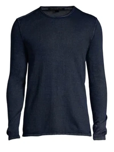 John Varvatos Cotton Crewneck Pullover In Deep Blue