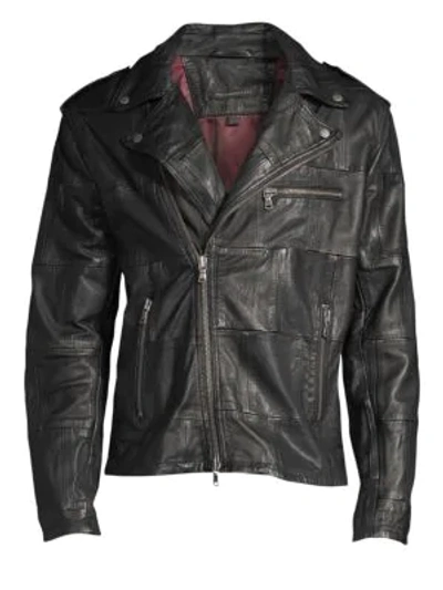 John Varvatos Patchwork Leather Jacket In Black