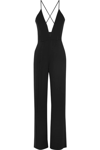 Michelle Mason Cady And Jersey Jumpsuit In Black