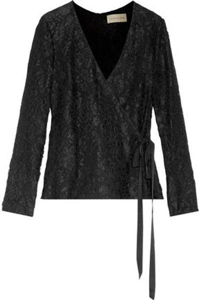Sachin & Babi Woman Moira Corded Lace Wrap Top Black
