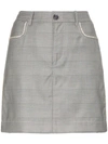 Ganni Crystal-embellished Checked Silk And Wool-blend Mini Skirt In 921 Paloma Melange