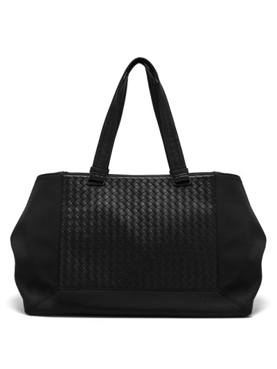 Bottega Veneta Intrecciato Leather Tote Bag In Black