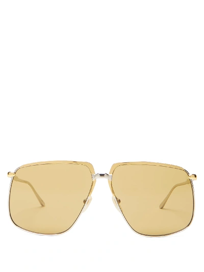 Gucci Aviator Square Metal Sunglasses In Gold