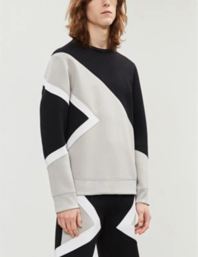 Neil Barrett Modernist Panelled Bonded-jersey Sweatshirt In Blk Sto Off White