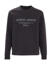 Giorgio Armani Logo Cotton Blend Sweatshirt In Blue