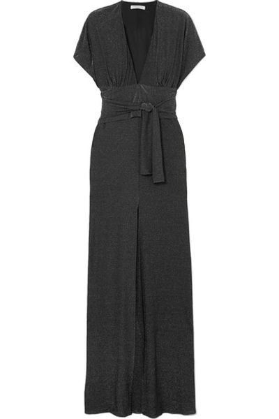 Halston Heritage Metallic Lurex Gown In Black