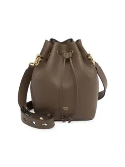 Fendi Mon Tresor Leather Bucket Bag In Brown