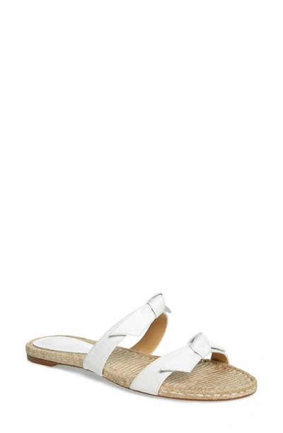 Alexandre Birman Clarita Metallic Leather Flat Espadrille Sandals In White