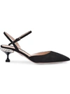 Miu Miu Suede Slingback Jeweled-heel Pumps In F0002 Black