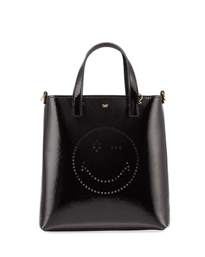 Anya Hindmarch Perforated Wink Shiny Tote Bag In Black