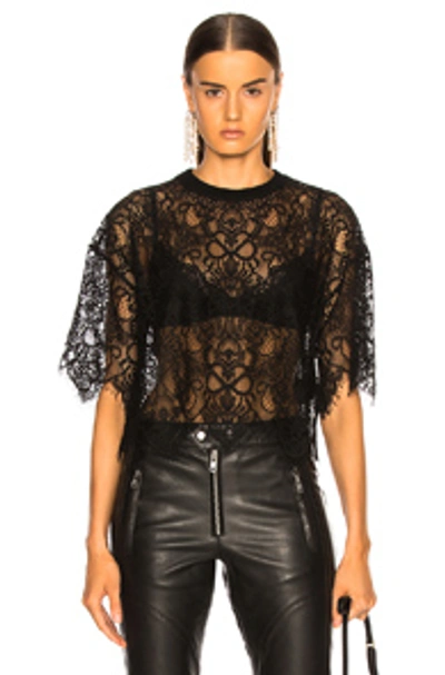 Jonathan Simkhai Lace Combo Crop T-shirt Top In Black