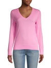 Saks Fifth Avenue Collection Featherweight Cashmere V-neck Sweater In Primrose Pink