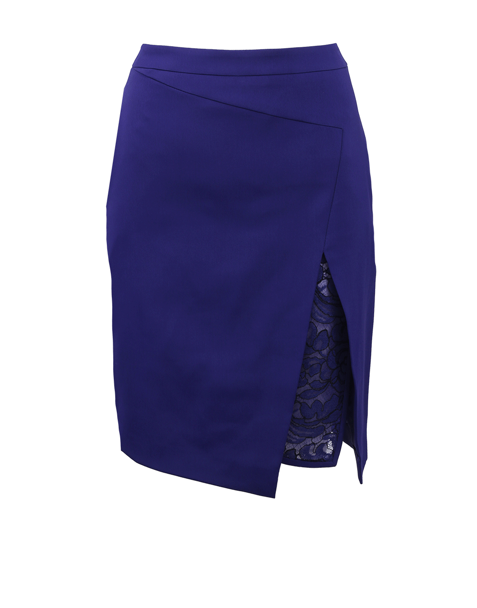 J Mendel Knee Length Asymmetrical Skirt In Purple Modesens