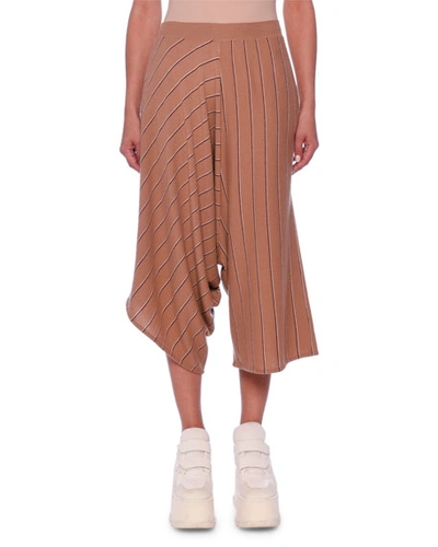 Stella Mccartney Drop-rise Pinstripe Wool Wide-leg Pants In Camel