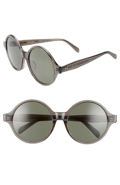 Celine 58mm Round Sunglasses - Transparent Grey/ Green