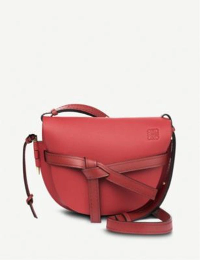 Loewe Gate Small Leather Shoulder Bag In Scarlet Red/burnt Re