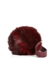 Arron Aaron Small Leather & Fur Circle Shoulder Bag In Bordeaux Red/gold