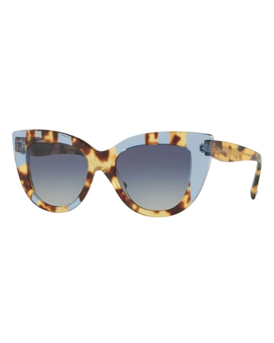 Valentino Women's Oversized Cat Eye Sunglasses, 51mm In Havana/opal Red/brown Gradient
