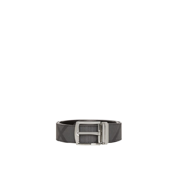 reversible london check and leather belt
