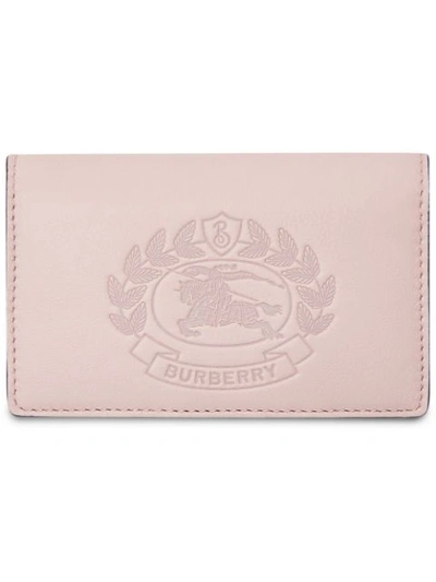 Burberry Small Embossed Crest Two-tone Leather Wallet In Pink