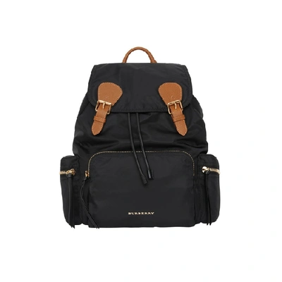 Burberry The Large Rucksack In Technical Nylon And Leather In Black