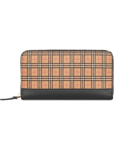 Burberry Checked Canvas And Leather Continental Wallet In Black