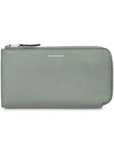 Burberry Two-tone Leather Ziparound Wallet And Coin Case In Blue