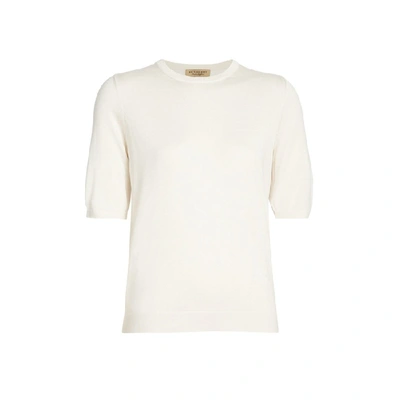 Burberry Short-sleeve Silk Cashmere Sweater In Natural White